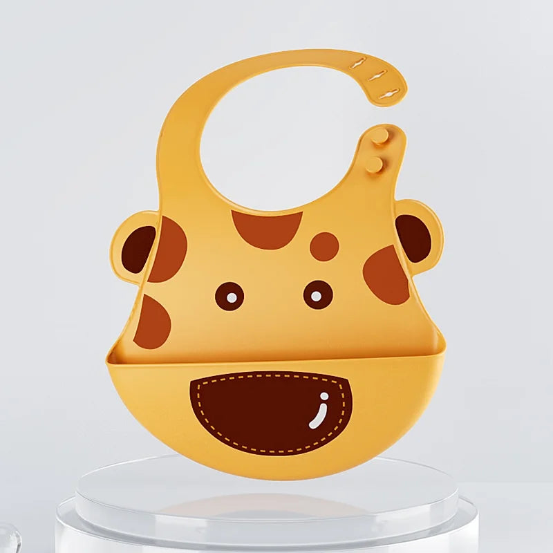 Bavoir tridimensionnel bébé éléphant girafe singe bavoir en silicone imperméable