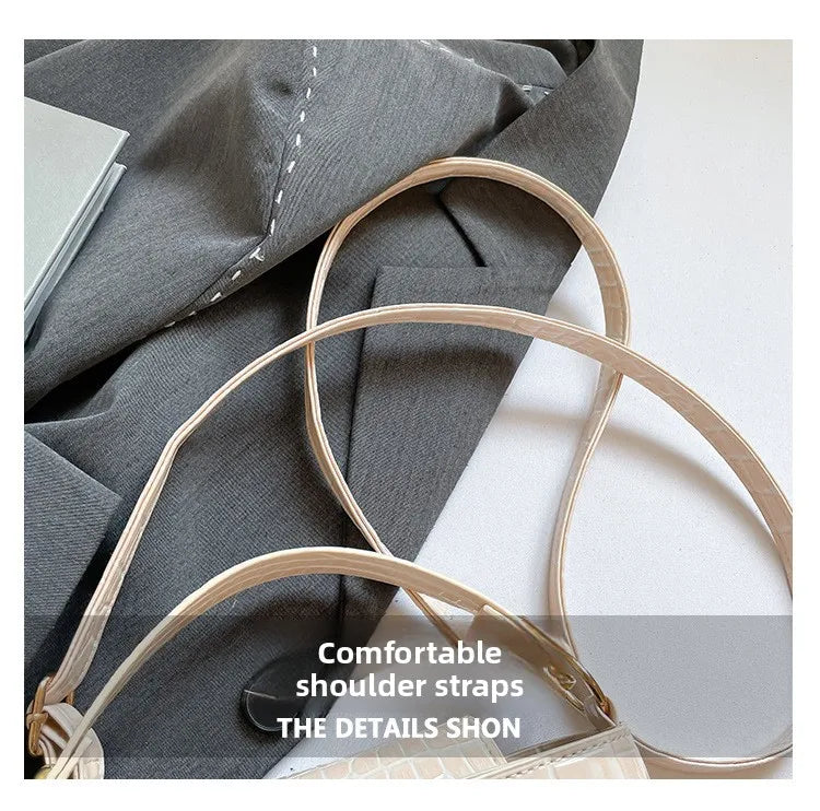 Mini multifunctional handbag made of waterproof PU fabric, fashionable, solid color, simple material, locking buckle, decoration 