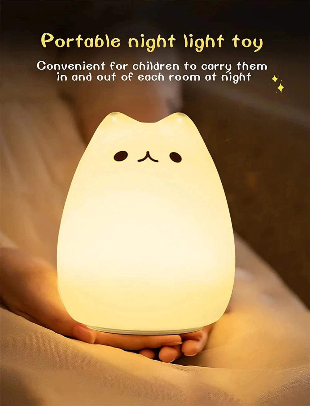 Veilleuse chat pour enfants lampe de nuit mignonne pour pépinière Squishy Silicone chat tactile lumières Portable cadeau pour enfants bébé enfants