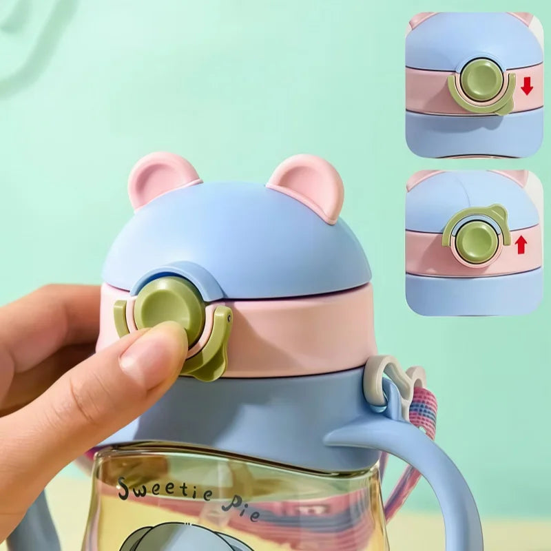 410ML bébé tasse à boire biberon Anti-étouffement avec paille boule par gravité large calibre boire du lait bouteille d'eau avec poignée