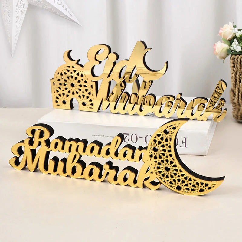 Ornement acrylique du Ramadan Mubarak 2025 Eid Mubarak Ramadan Kareem, décoration pour la maison, décor de fête musulmane islamique, cadeau Eid Al Adha