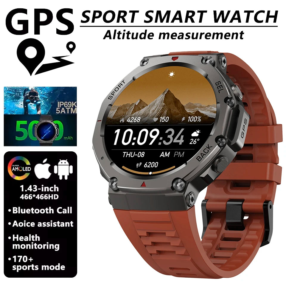 T-rex 3 Ultra GPS montre intelligente intégré double bande GNSS boussole altimètre barométrique 5ATM IP69K étanche AMOLED appel Smartwatch