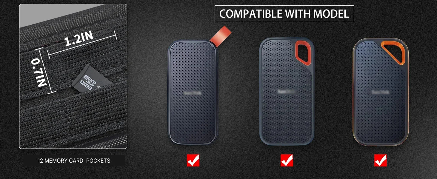Étui Compatible avec SanDisk 1 To 2 To 4 To 500 Go/pour disque dur externe SSD PRO Extreme Portable, carte mémoire SD SDXC