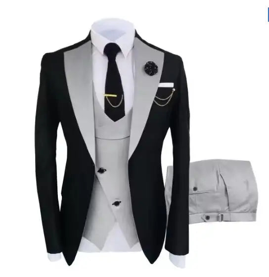 New Men's Suit Popular Luxury Clothing Party Stage Men's Suit Groomsmen Regular Fit Tuxedo 3 Piece Set Jacket + Pants + Vest