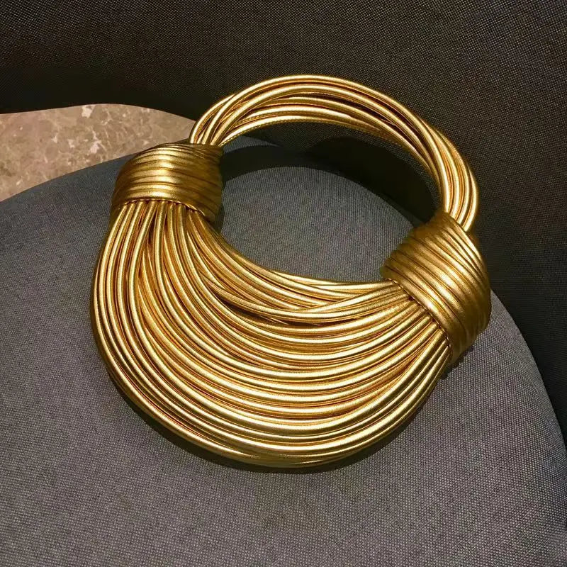 Sacs à main pour femmes 2025 nouveau en or marque de luxe de créateur sacs à nouilles tissés à la main corde nouée tiré Hobo argent pochette de soirée