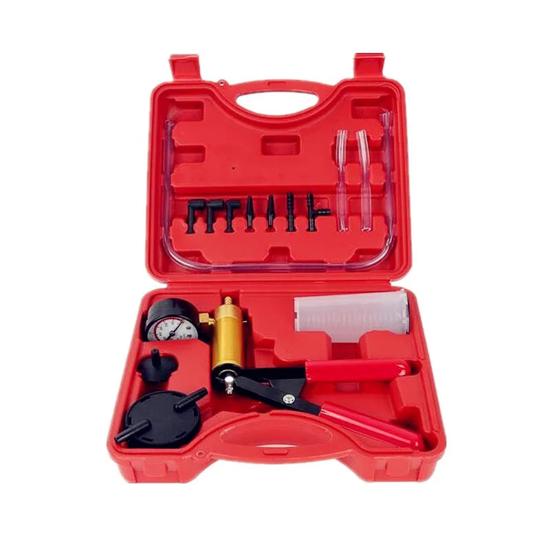ALLSOME – Car Auto Diagnostic Tool, Portable Vacuum Gun Pump, Brake Bleeder Adapter, Fluid Reservoir, Oil Tester, Tool Kit