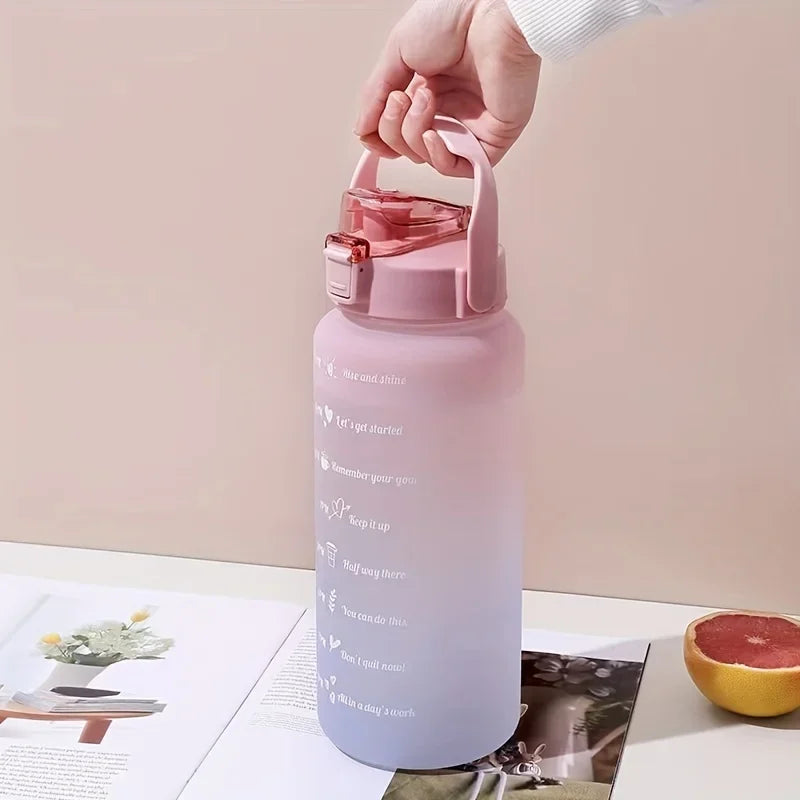 Bouteille d'eau 2 litres, bouteille de Sport en plastique étanche, reste hydraté, motivation, rappel des moments, Sports de plein air, Fitness, bureau, intérieur