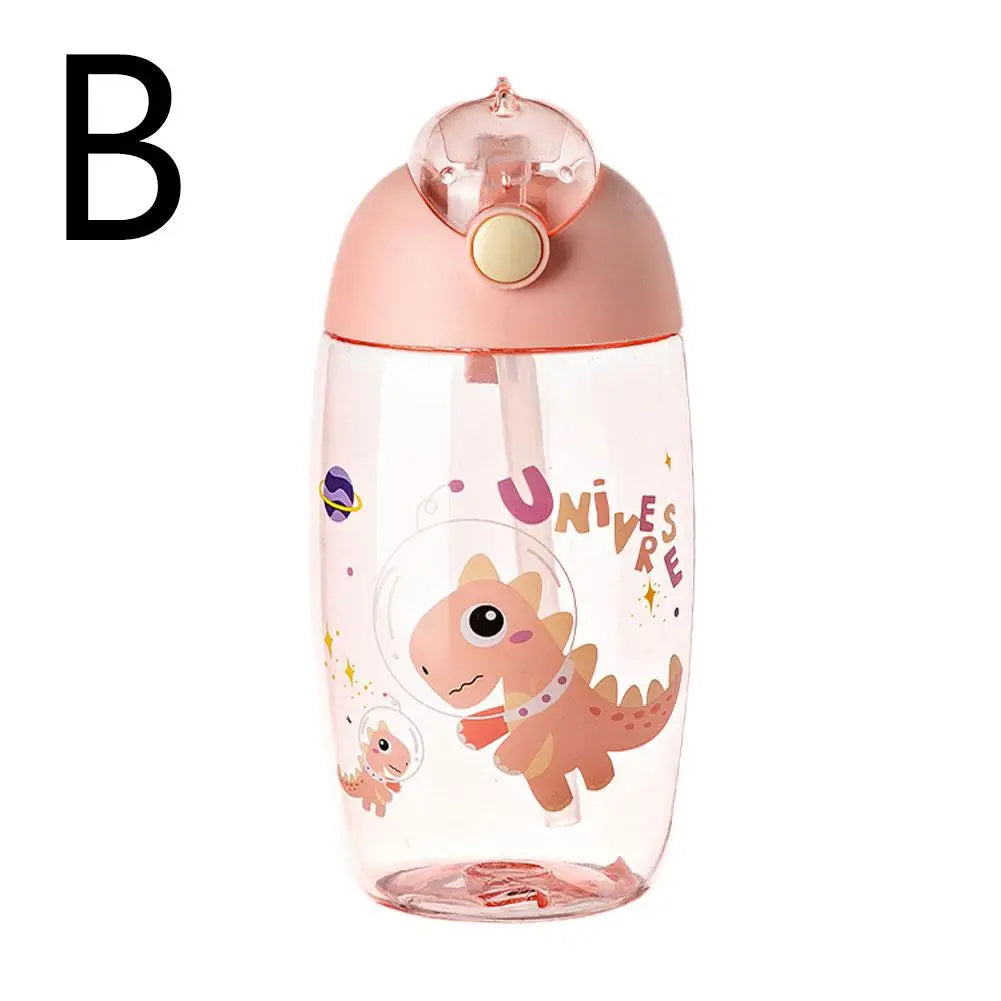 Bouteille d'eau dinosaure pour enfants avec paille en silicone, bouteille d'eau en plastique, tasse d'été pour enfants, 500ml