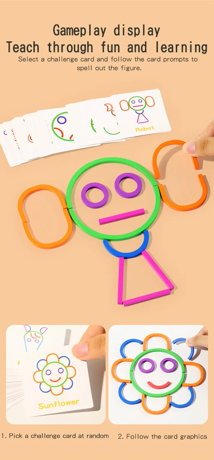 Jouets de puzzle pour l'éducation précoce des enfants, anneaux créatifs en bois, bâtons, puzzles, formation à la pensée logique abstraite, parent-enfant