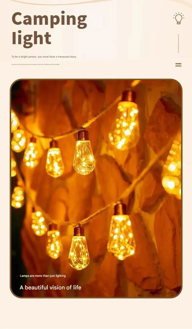 Solar-powered outdoor string lights, 7m, 16 bulbs, waterproof garden lights for patio, fence, path, yard, porch, railing, bar, Christmas decoration