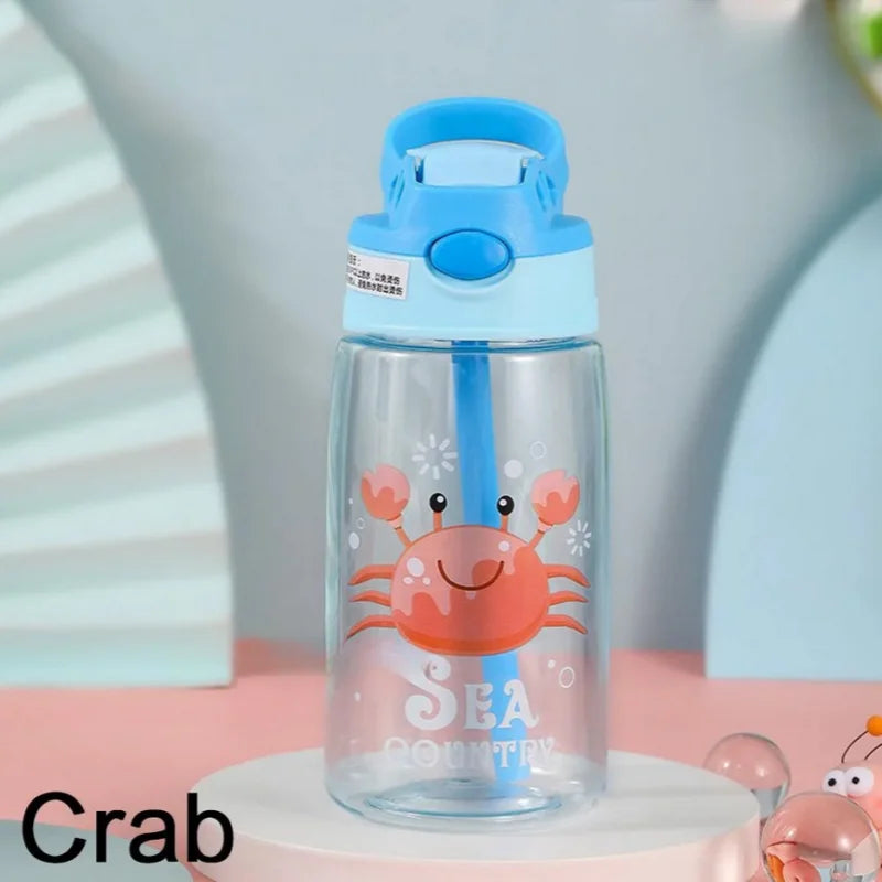 Bouteille d'eau portable avec paille et poignée pour enfants, gobelet pour enfants, 1PC