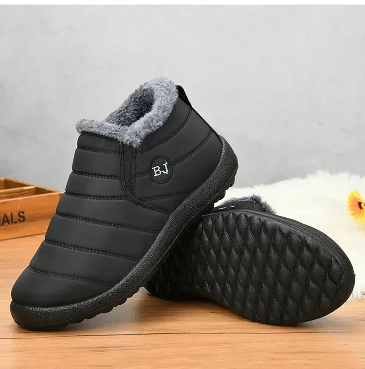 Bottes d'hiver imperméables pour femmes, bottines de neige en peluche, chaudes, noires, chaussures à plateforme en coton pour Couple, nouvelle collection 2023