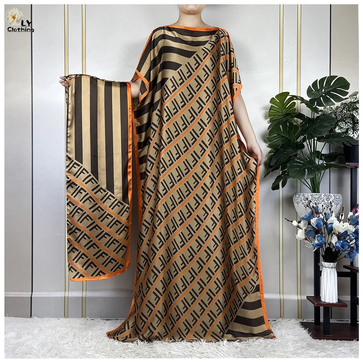 Muslim abayas with belt for women, African maxi dress, elegant evening dress, soft printed turban, new fashion, 2023