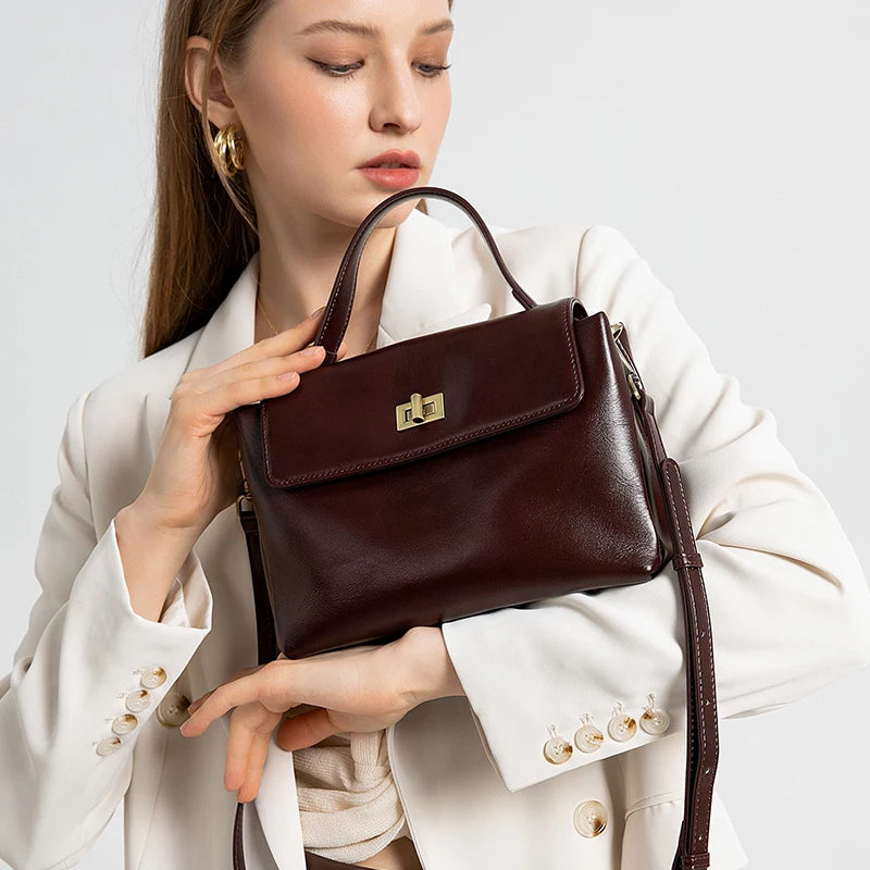 Sac fourre-tout en cuir de vachette véritable pour femme, sac à main en cuir souple pour femme, sacs à bandoulière à la mode, designer de luxe, initié féminin