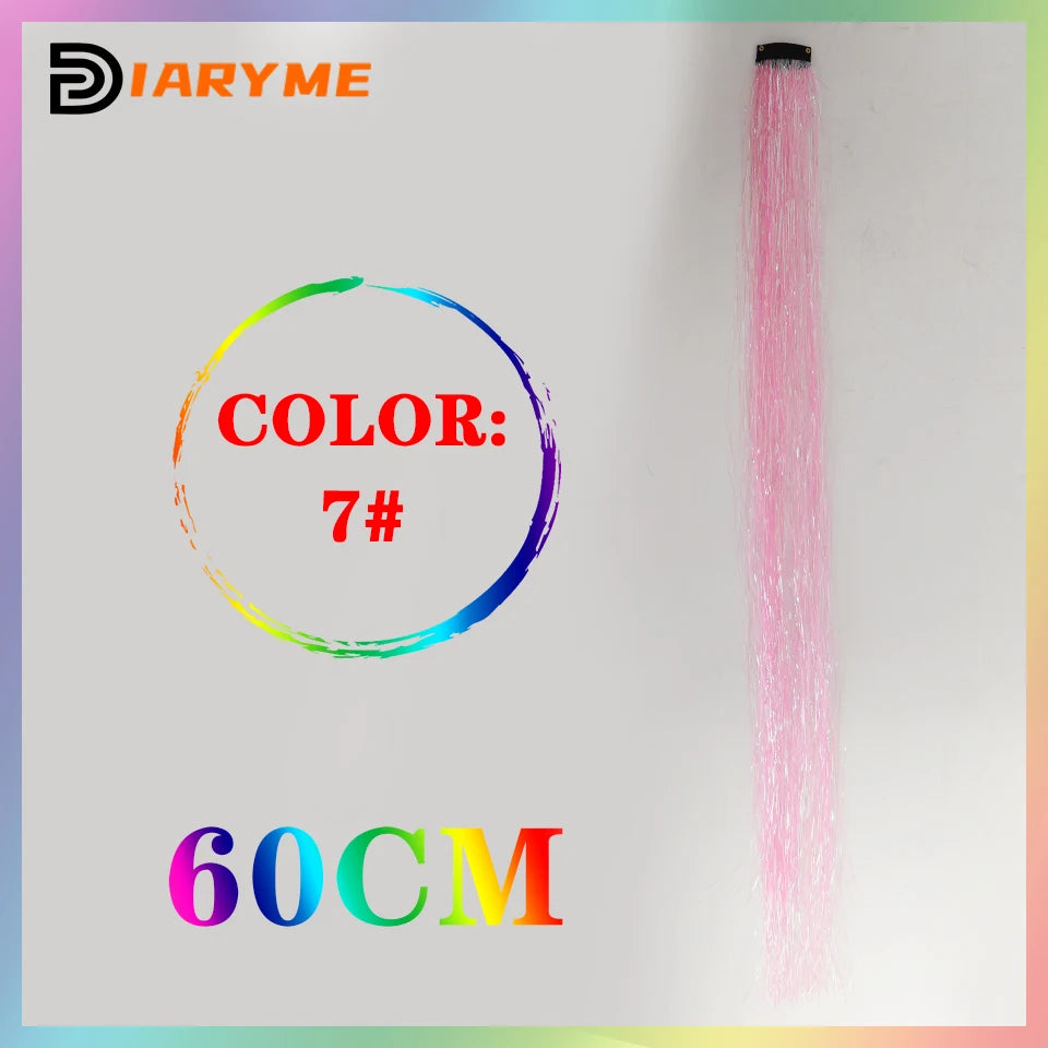 Colorful curly synthetic hair extensions for girls, long clip-in hairpiece, multicolored party strands, wig piece, for women and children