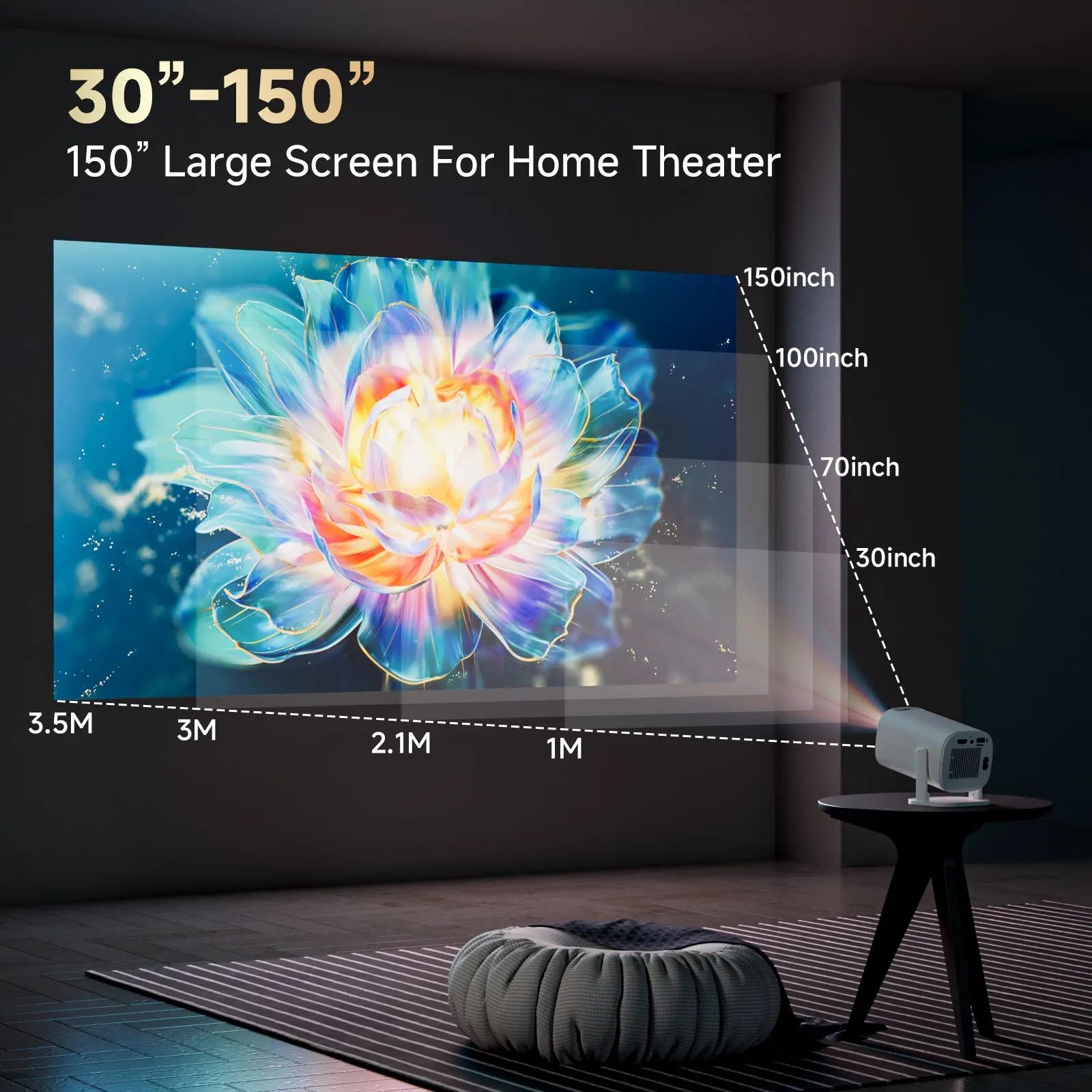 P30PRO Android 14 Mini projecteur intelligent prend en charge 4K HD vidéo WiFi 6 BT5.0 natif 720p Home cinéma projecteur Portable extérieur