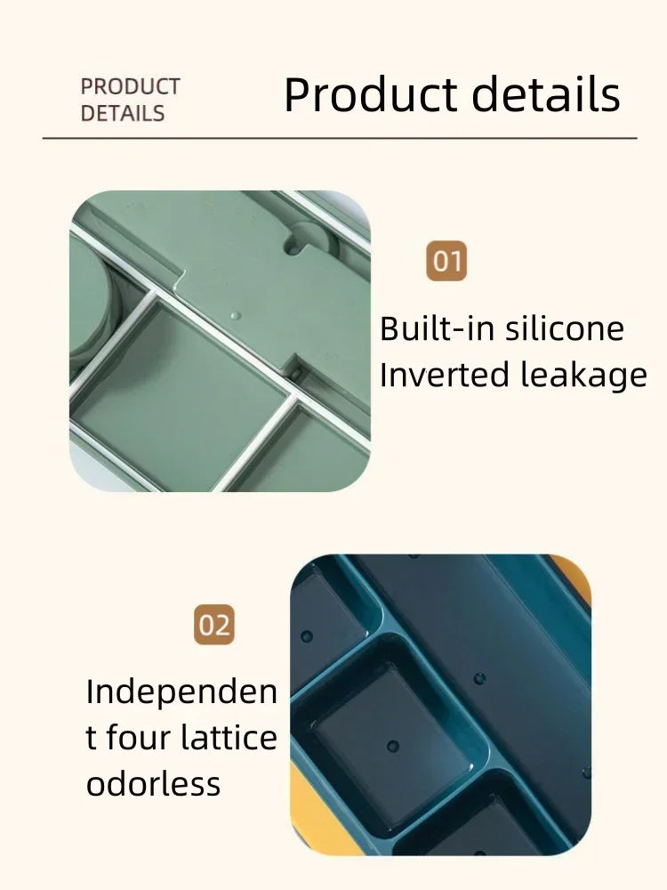 Boîte à déjeuner Portable à compartiment de 1300ML, boîte à Bento de bureau pour enfants étudiants avec fourchette et cuillère, récipient de stockage des aliments pour micro-ondes