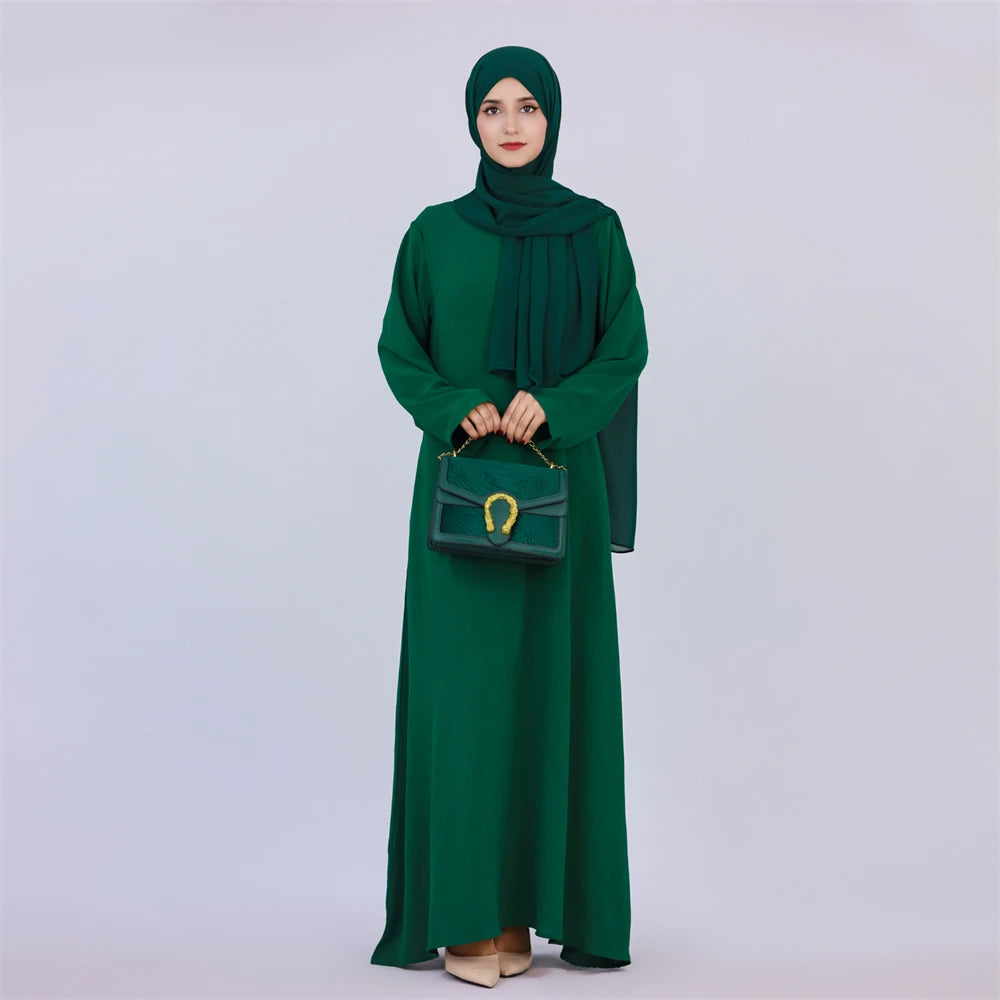 Black, white, pink, solid Dubai modest underdress, Abaya Islamic caftan Muslim dress with pockets, dresses for women, Muslim women's dress