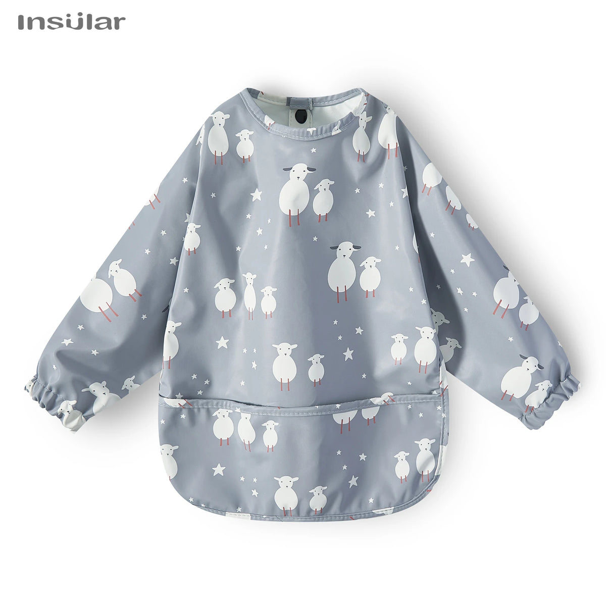 New baby bib with pocket for feeding accessories, waterproof long-sleeved children's bibs, long-sleeved aprons