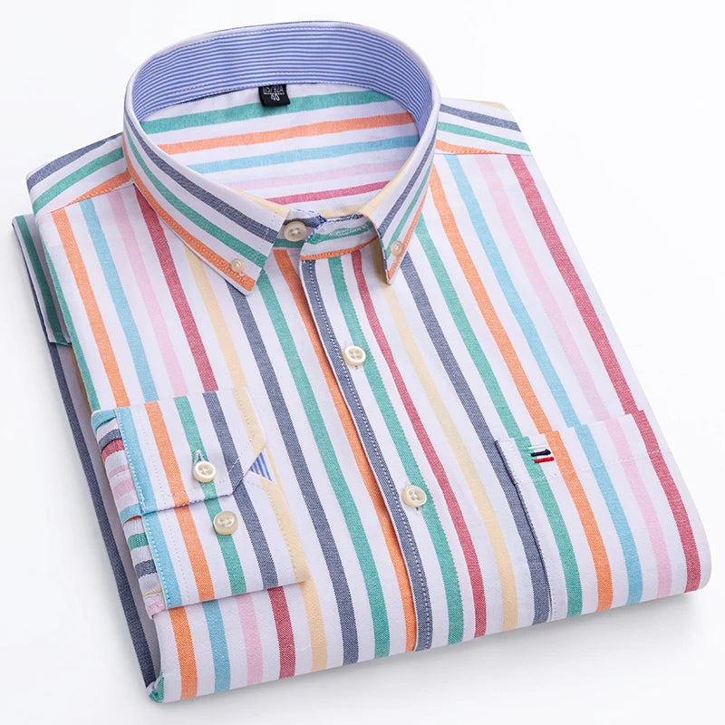 2024 mode hommes travail affaires marque Chemise hommes Plaid coton tenue décontractée chemises coupe ajustée à manches longues boutonné Chemise Homme