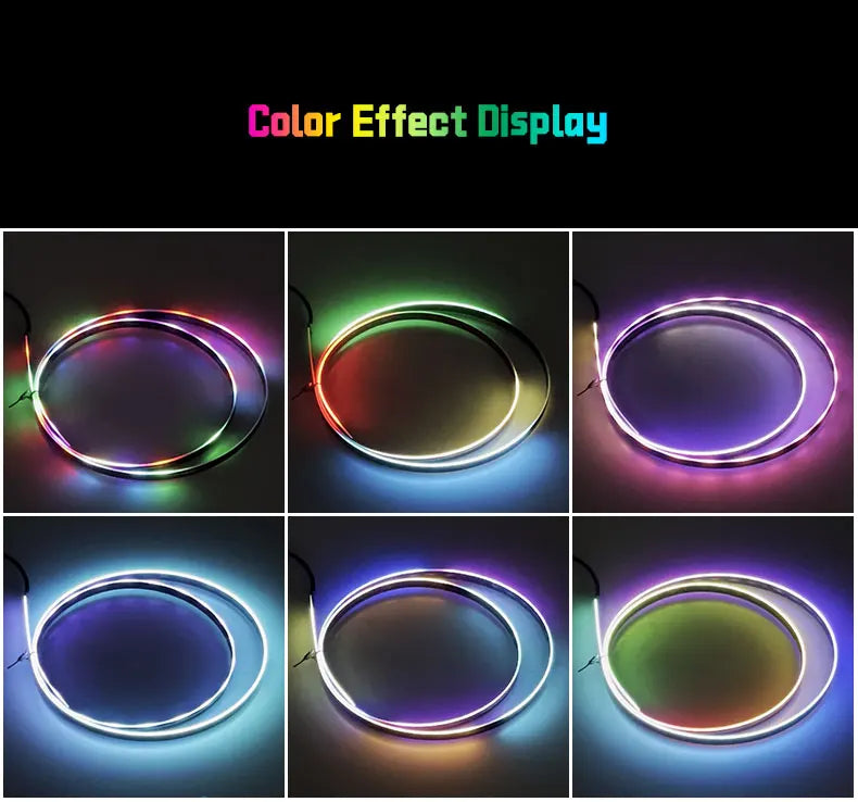 Lumière ambiante LED USB pour voiture, bandes acryliques 64 couleurs, RVB pleine couleur, intérieur de voiture, application cachée, télécommande, lampe de escale, 110cm