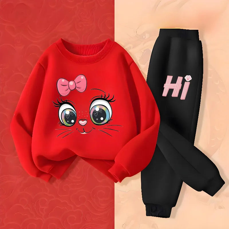 Ensembles de sweat à capuche et manches longues pour filles, nouveau Style de printemps, pull, pantalon Long, costume deux pièces, tenues décontractées pour enfants, survêtement pour enfants