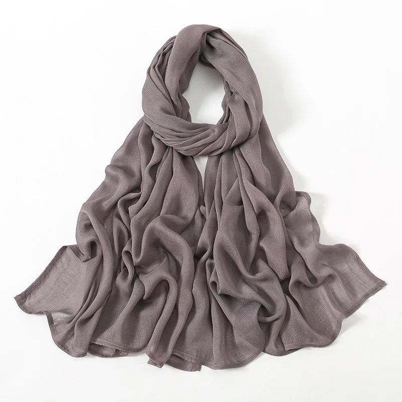 Ramadan Solid Color Plus Size Cotton Rayon Hijab Scarf Women's Muslim Headscarf Wraps Shawls Muslim Women's Headband Islamic Turban