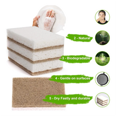 Paquet d'éponges naturelles écologiques pour la vaisselle, éponge de cuisine bionickel able avec épurateur AMP compostable, 12 pièces