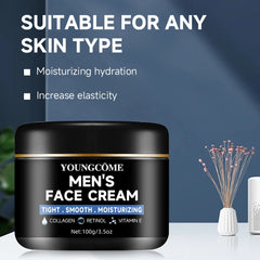 Crème hydratante au collagène pour hommes avec rétinol et vitamines, crème hydratante rafraîchissante et anti-rides