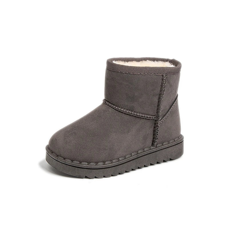 Bottes de neige pour enfants, Style concis, peluche épaisse, bottes courtes d'hiver pour enfants, couleur unie, chaussures classiques unisexes à enfiler pour garçons et filles 23-36