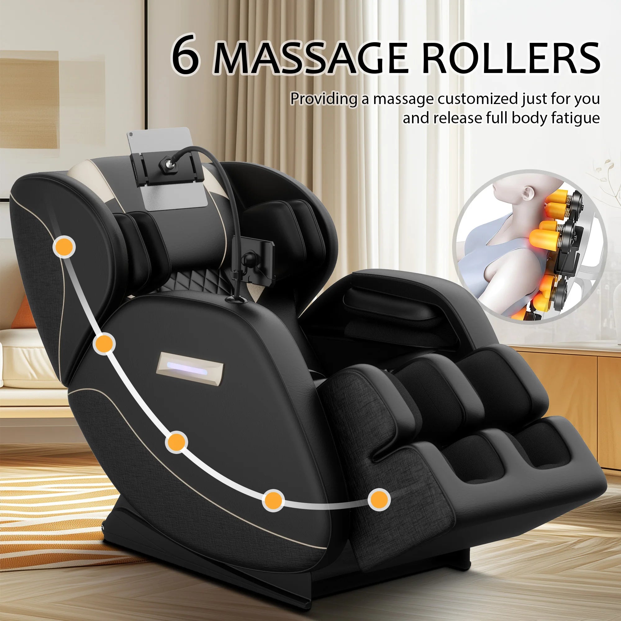 Fauteuil de massage complet Zero Gravity avec chauffage, airbags, rouleau pour les pieds et écran tactile – Supports jusqu'à 180 lb