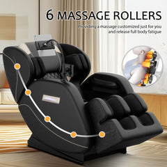 Fauteuil de massage complet Zero Gravity avec chauffage, airbags, rouleau pour les pieds et écran tactile – Supports jusqu'à 180 lb