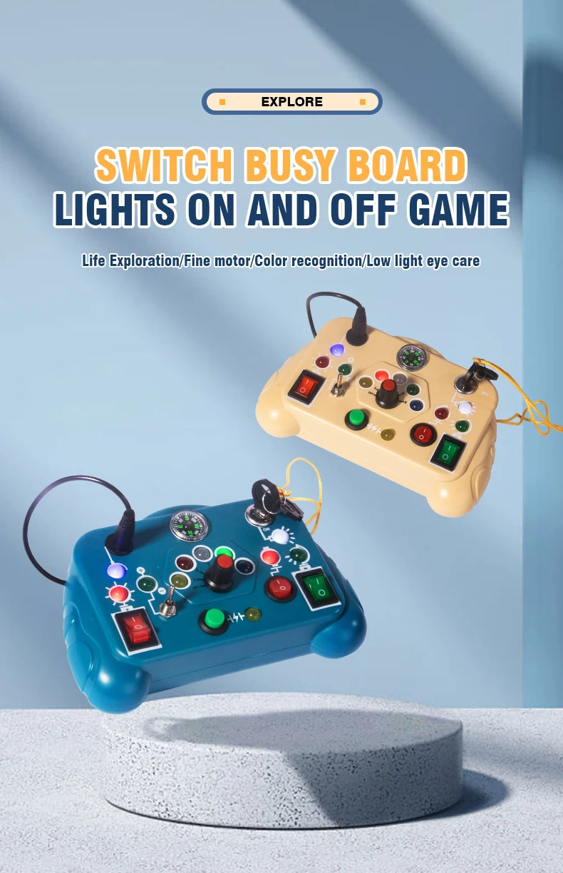 Planche occupée, interrupteur de lumières Led, jouets sensoriels Montessori, Puzzle électrique Portable, jouet éducatif précoce, cadeau pour enfants en bas âge