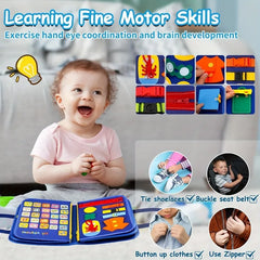 Planche occupée Montessori pour tout-petits, jouet sensoriel, activité de motricité Fine, voyage, apprentissage, cadeau pour garçons et filles, Polyester bleu
