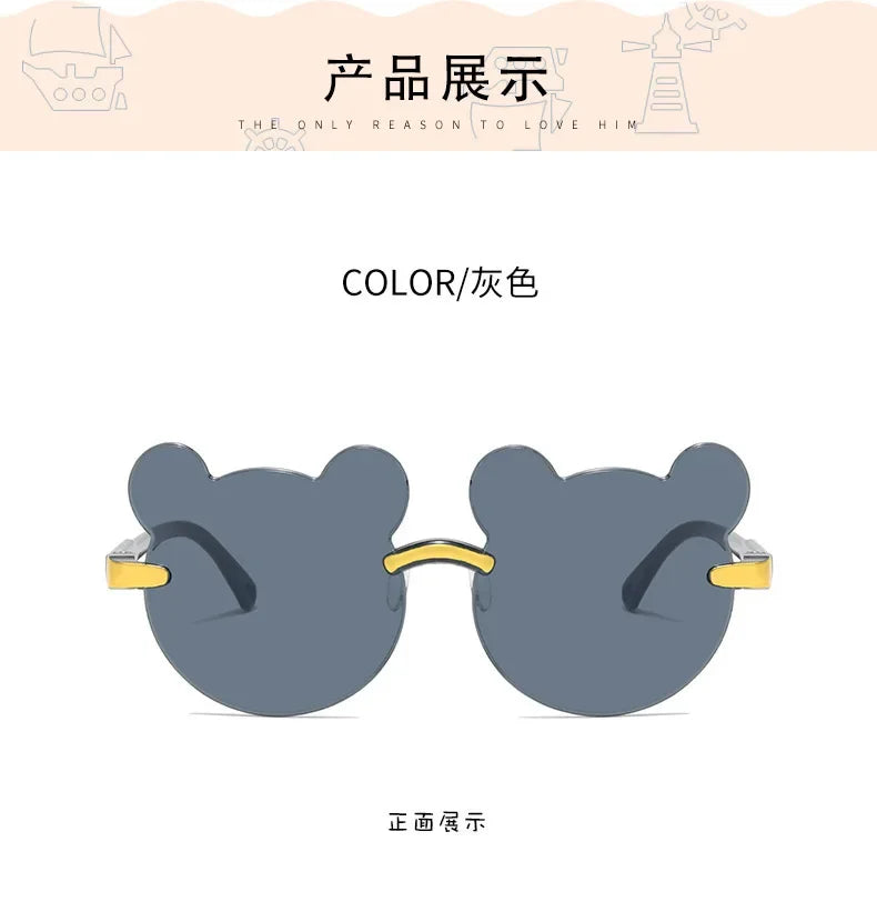 Lunettes de soleil pour enfants en forme d'ours lunettes pour enfants dessin animé sans monture UV400 lunettes pour enfants en plein air Anti-éblouissement filles garçons lunettes de soleil
