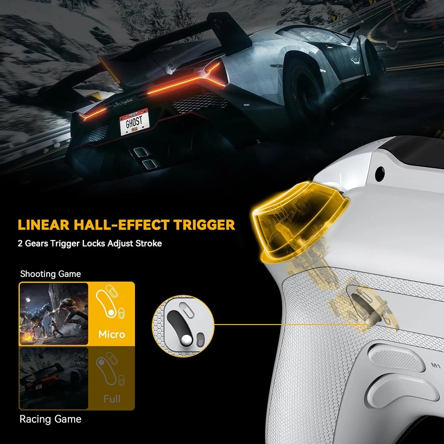Contrôleur de jeu sans fil à écran interactif, pour Switch/PC/iOS/Android, bâton à effet Hall, lumière RGB 1800mAh avec station de chargement