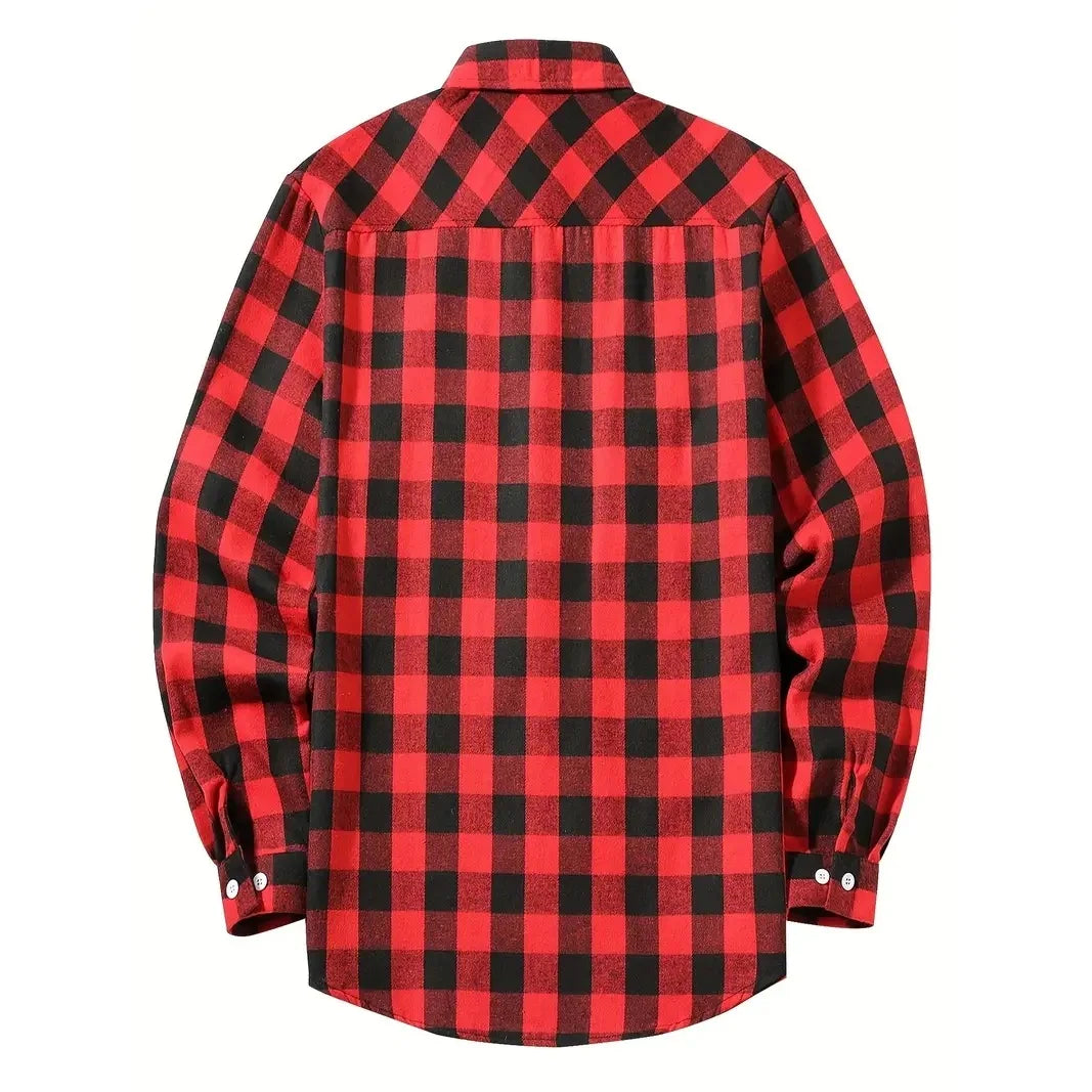 Chemises pour hommes simple boutonnage classique Plaid intelligent décontracté chemise en flanelle à manches longues poitrine deux poches conception printemps automne hommes hauts
