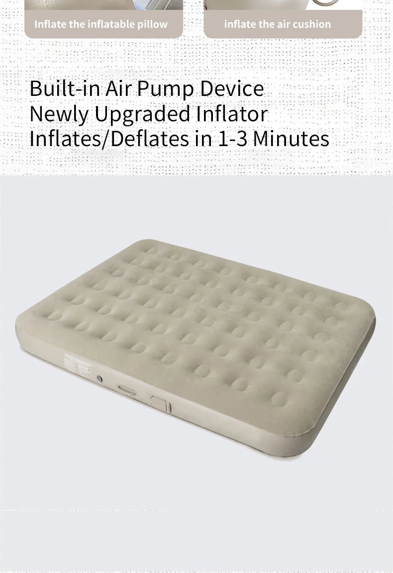 Matelas pneumatique intérieur tapis de Glamping matelas de couchage gonflable en PVC tapis de lit de Camping de luxe pour 2 personnes tapis épais à pompe intégrée