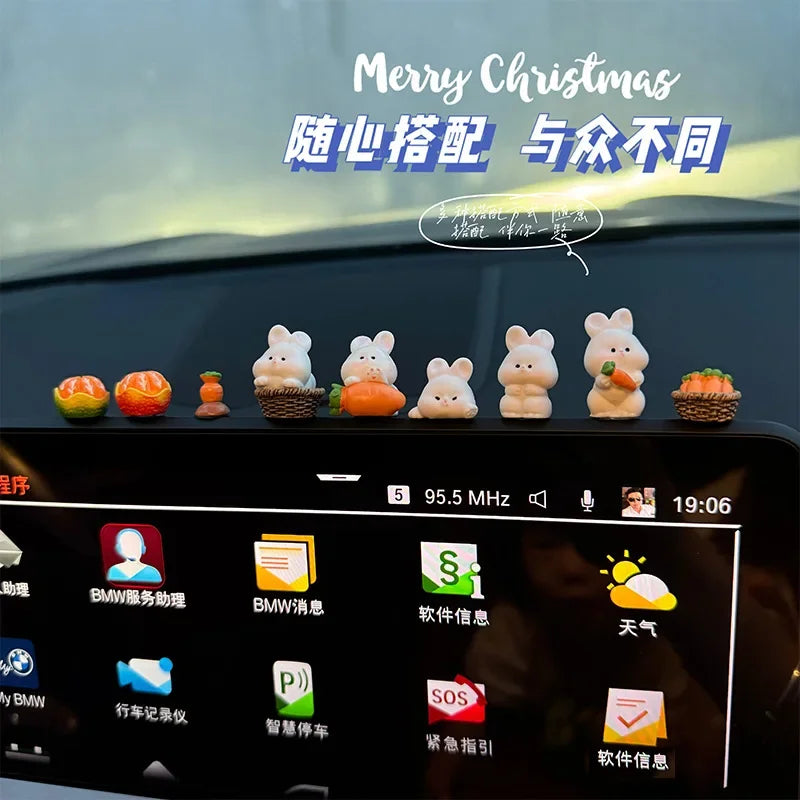 Accessoires d'intérieur de voiture, décorations de console centrale de voiture, accessoires de voiture de lapin mignon, accessoires de véhicule électrique