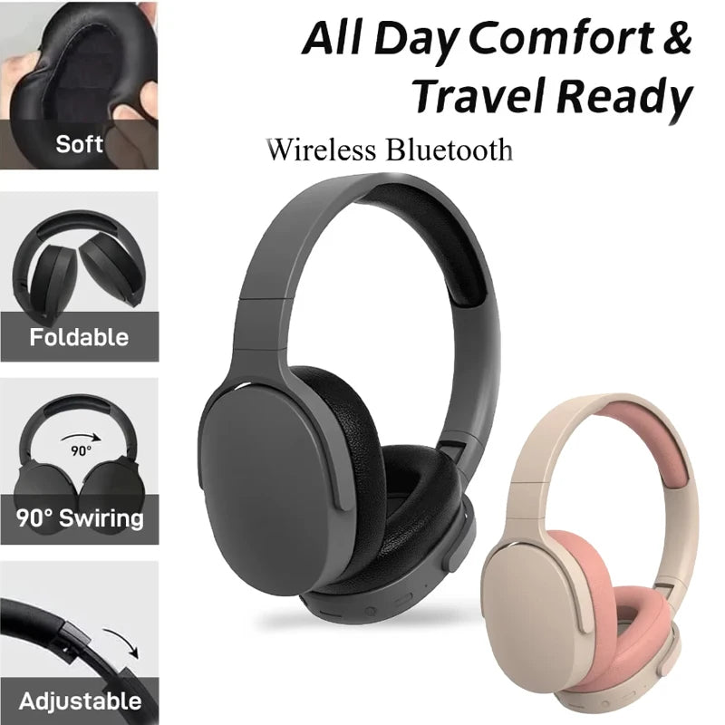 Casque sans fil Bluetooth casque sur l'oreille Hifi stéréo véritable sport écouteurs TF AUX lecteur de musique avec micro HD