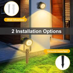 3000K Solar Tree Light for Outdoor Garden Decoration, IP65 Waterproof, 4 LED Warm Lights, Courtyard Landscape, Street Wall Solar Projector