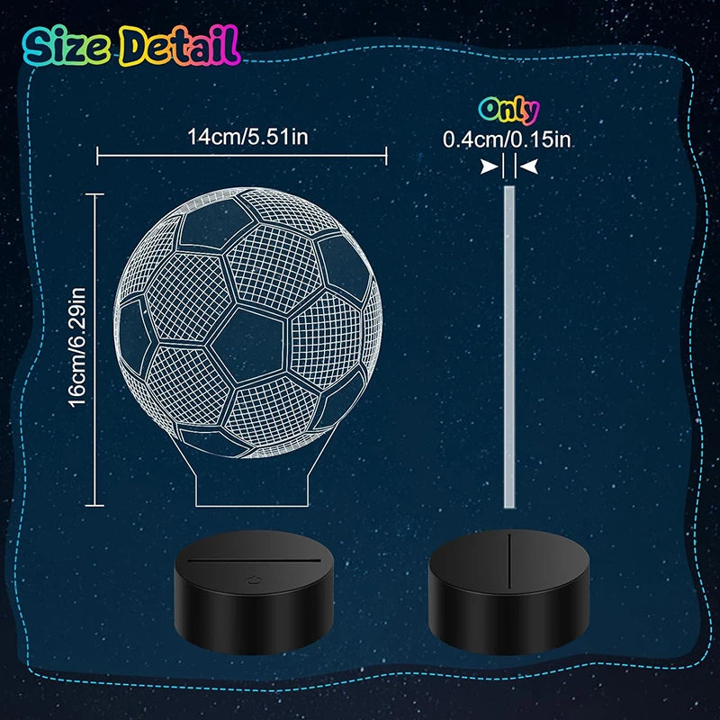 Veilleuse de Football pour enfants avec télécommande, 7 couleurs changeantes, cadeau d'anniversaire, de noël, de saint-valentin, Fan de Sport pour garçons et filles