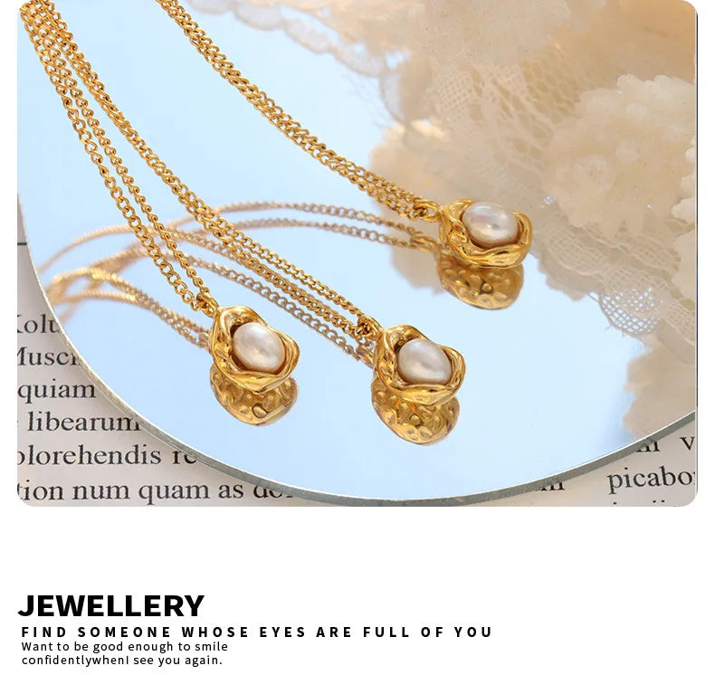 Collier pendentif en perles incrustées pour femmes, Design de luxe, chaîne cubaine en acier inoxydable, bijoux de mariage