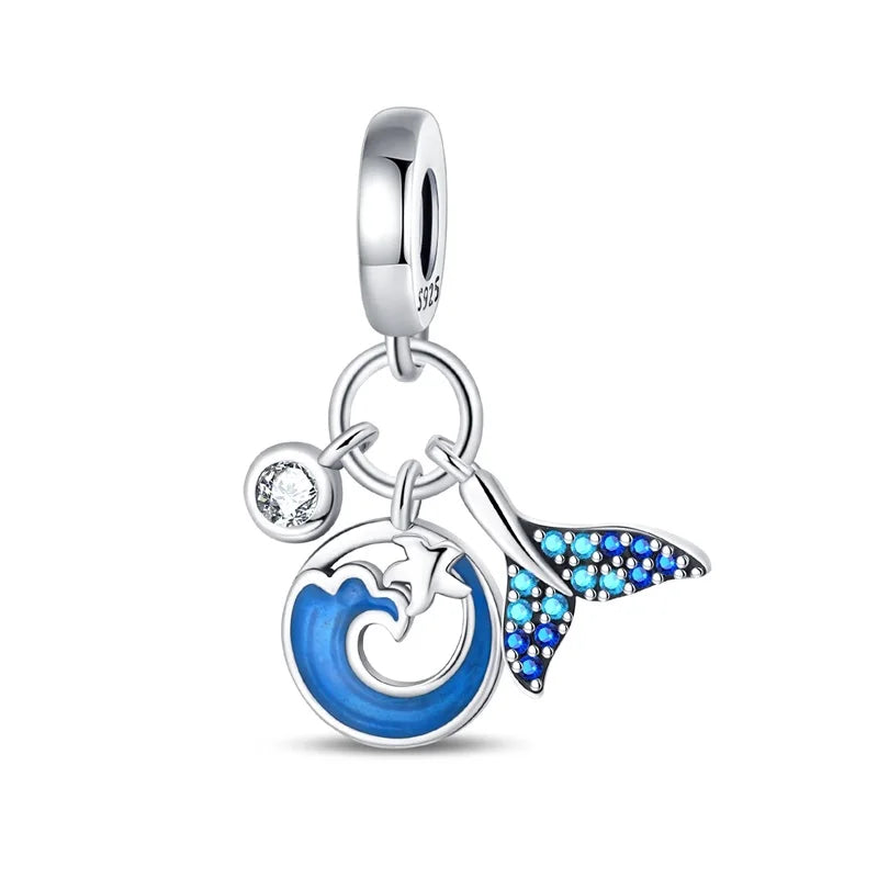 Pendentif de Collection d'écologie marine en argent Sterling 925, mignon, méduse, hippocampe, baleine et tortue, bijoux fins, cadeau de fête sur la plage