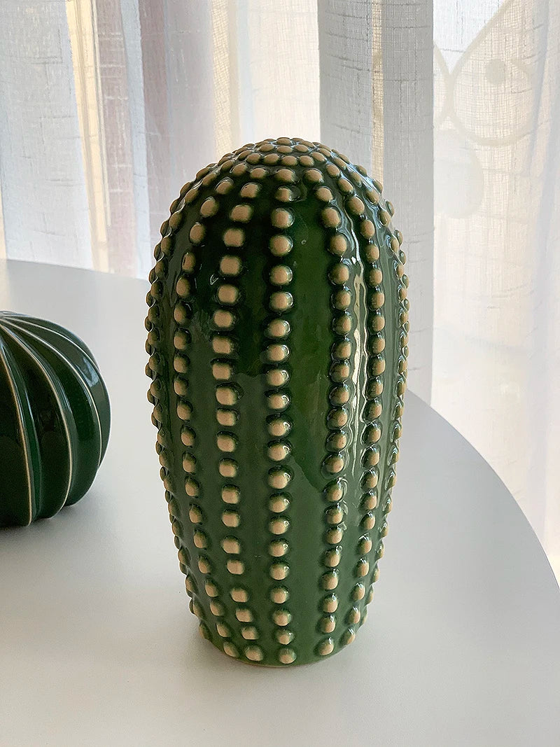 Home decor present 2024, Creative ceramic cactus, aesthetic decor, tropical desert, echinopsis room, green hotel ornament