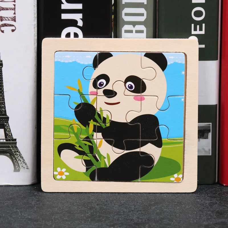 Puzzle 3D en bois pour enfants, bébé, dessin animé, animaux/trafic, jouet éducatif, jouet pour enfants, Puzzle en bois, petite taille 11x11CM