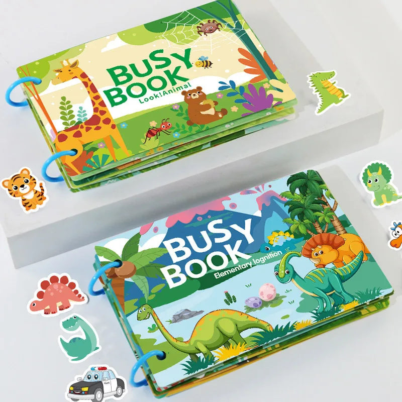 Livre occupé pour les tout-petits âgés de 2 à 6 ans, livre silencieux, activité d'apprentissage préscolaire, autocollant réutilisable et Velcro assorti Montessori Fine Mot