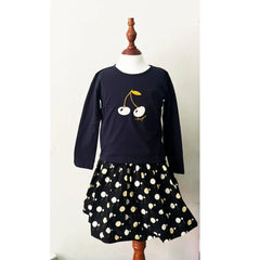 Ensembles de vêtements t-shirts et jupes pour enfants aw25 bp, t-shirts à manches longues imprimés mignons pour filles et jupe imprimée à pois, ensemble de vêtements