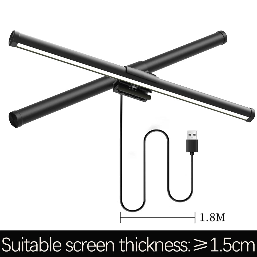 Barre lumineuse d'écran de moniteur de lampe de bureau à LED, escales informatiques RVB, lumières double face pour le travail, l'étude, la lecture, le jeu, l'éclairage de gradation