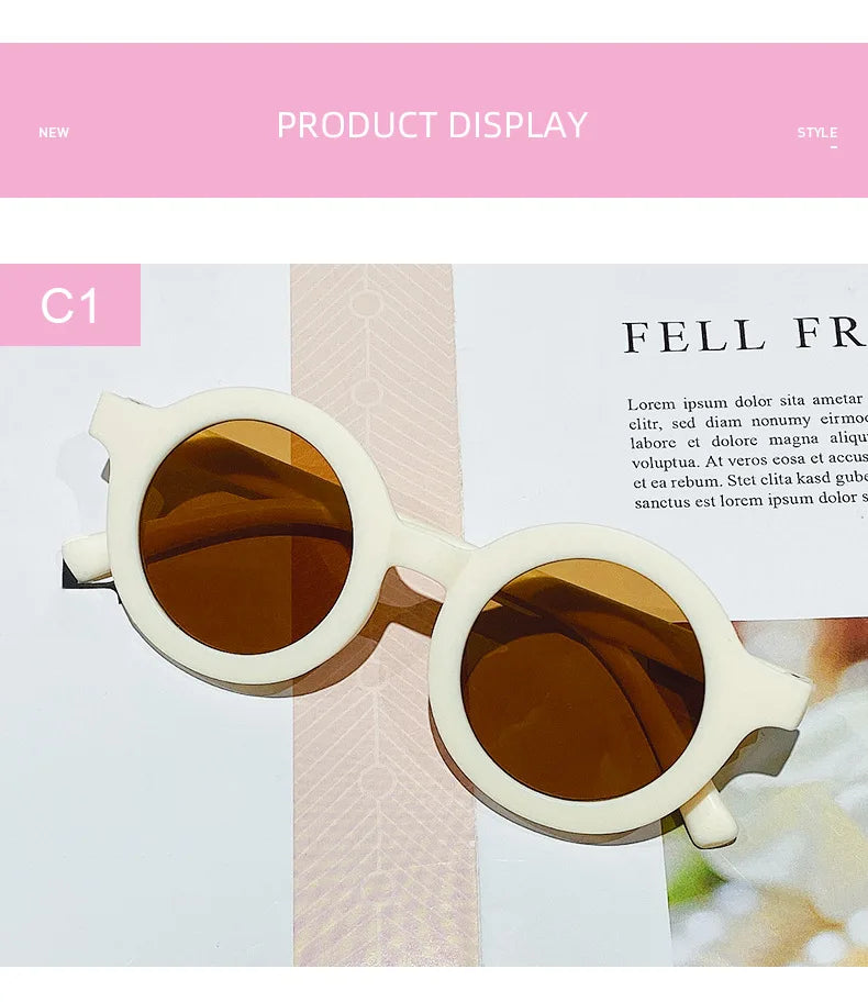 Lunettes de soleil coréennes pour enfants, rétro, monture ronde solide, petit visage, résistant aux ultraviolets, pratique